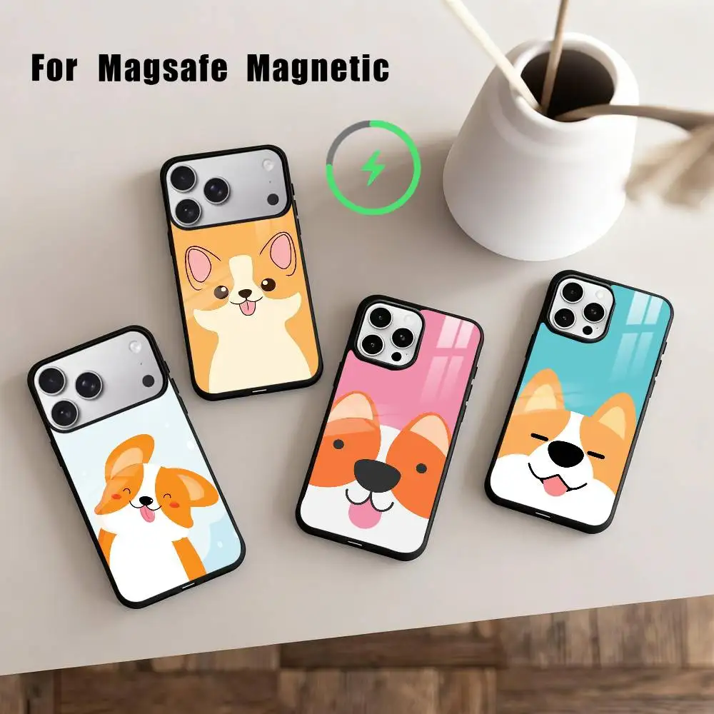 

C-Cute corgi D-dog-G Phone Case For iPhone17,16,15,14,13,12,11 Plus,Pro Max Magnetic For Magsafe Wireless Charging