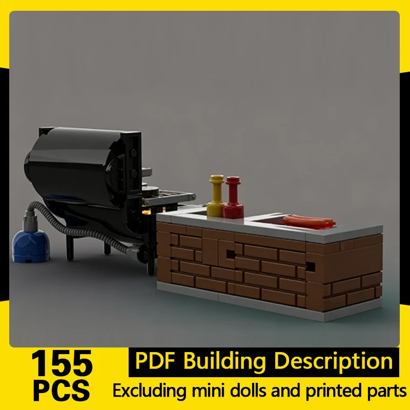 

City Street View Model MOC Building Bricks Barbecue Stalls Modular Technology Gifts Holiday Assemble Children Toys Suit