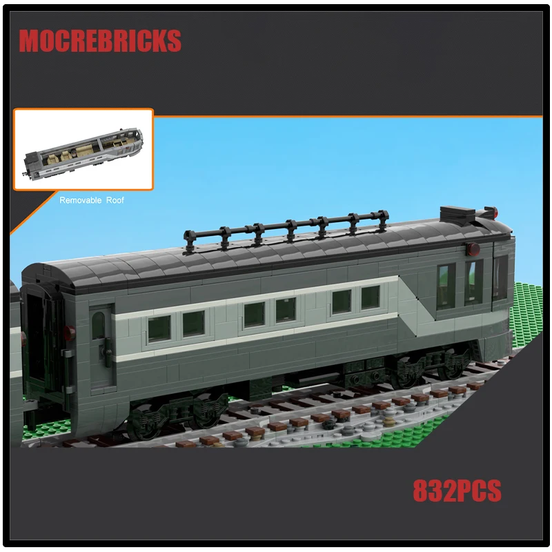 

MOC Customed Toys Sets New York Central Railway Train Observation Car Carriage MOC Building Blocks Model DIY Kid's Bricks Gifts