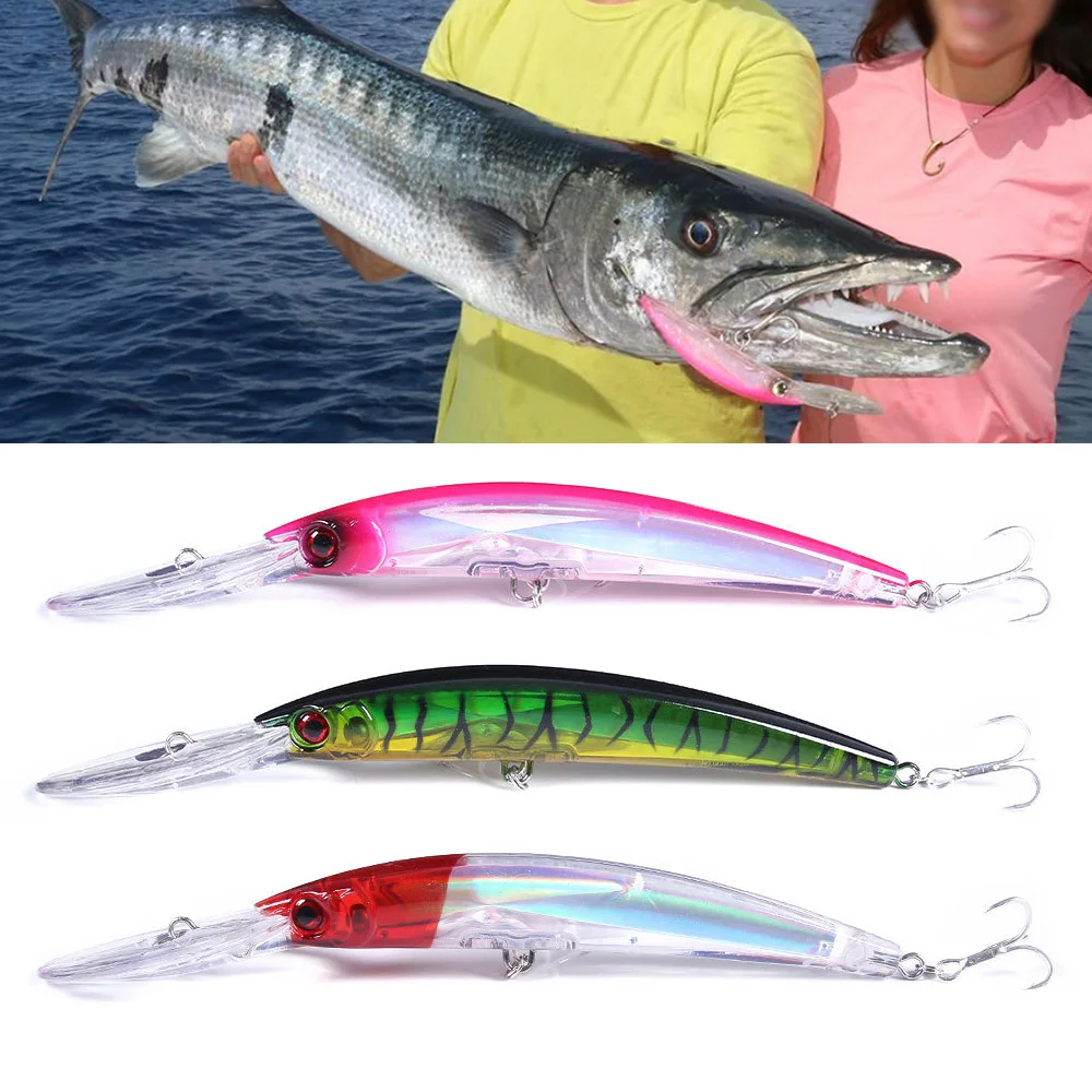 Big Crystal Minnow 17cm 23.5g Deep Diving Wahoo Lure Wobblers Fishing Artificial Hard Bait Trolling Boat Sea Fish Bass Pike Lure