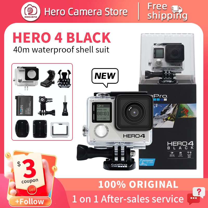 Gopro hero 4 black action camera 4k30 frames Ultra HD camera 12 megapixel Waterproof outdoor Go Pro sports camera