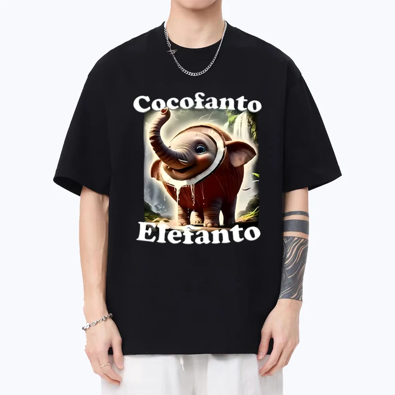 

Cocofanto Elefanto T Shirt Funny Italian Brainrot Meme Graphic Clothing men women Oversized Cotton Unisex Summer streetwear Tee