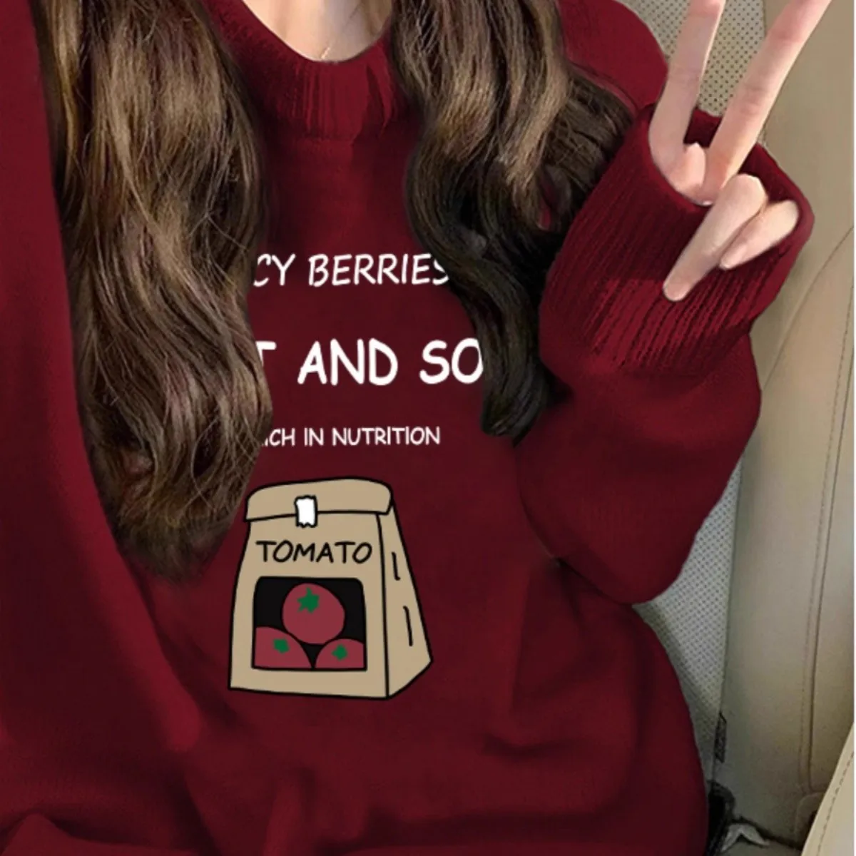 

Extra Large 300 Pou American Retro Lazy Sle Soft Thiened Women's Sweater Autumn Winter Loose Thiened High-End Feelin...