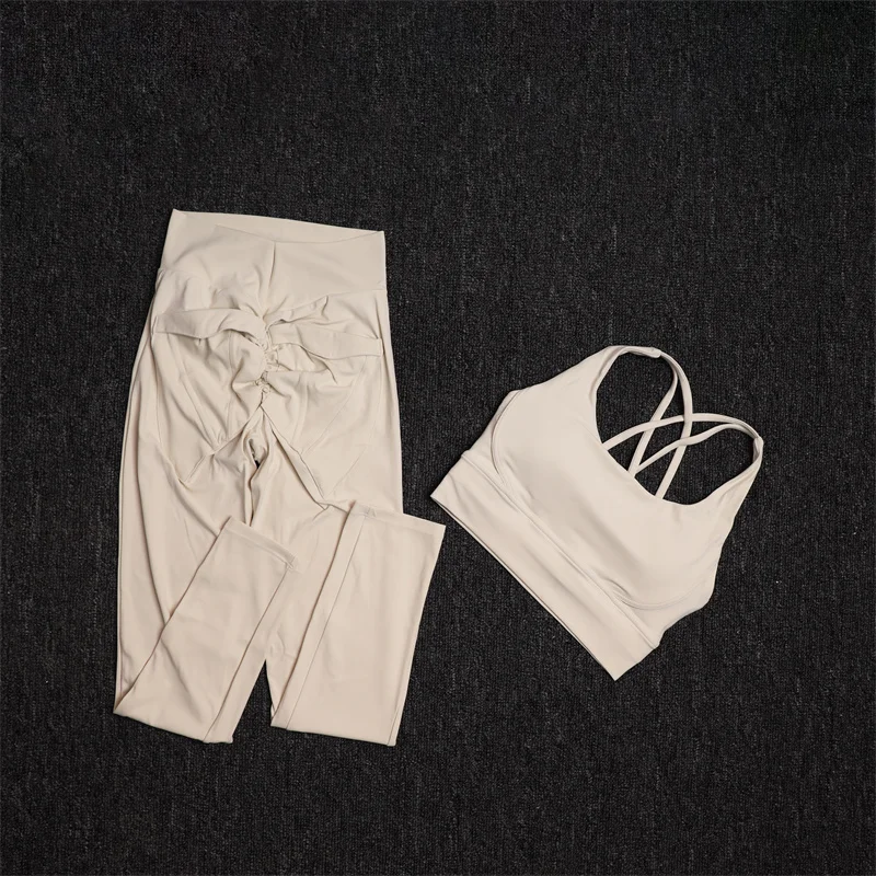 TRY TO BN Yoga Sets Sports Bra Fitness Leggings Back Pocket Women\'s Tracksuit High Waist Sportswear Workout Cycling Gym Clothing