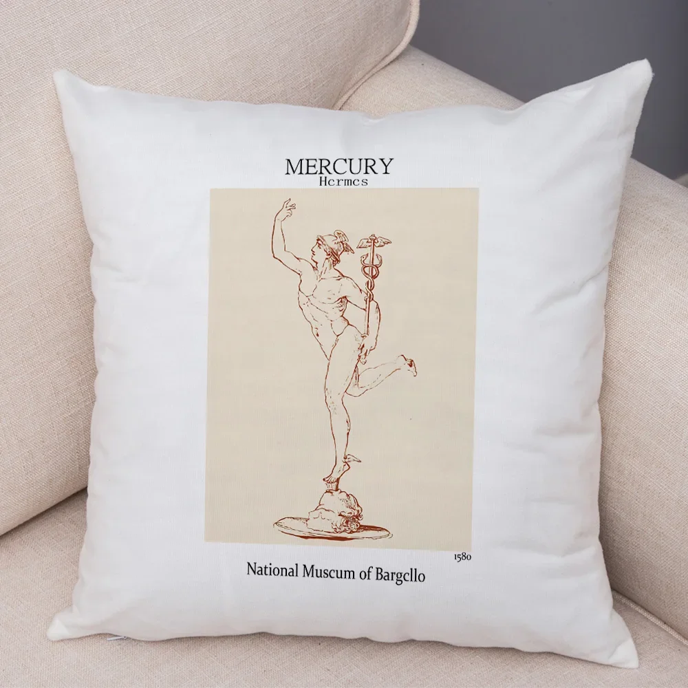 Nordic Style David Milo Athena Statue Casual Pillowcase Decor Pillow Case for Sofa Car Soft Plush Vintage Throw Cushion Cover