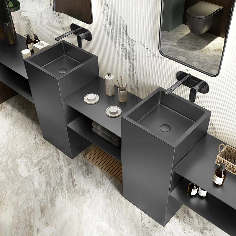 

Black Column Type Washbasin Hotel Homestay Sink Inter-Platform Basin Bar Column Inter-Platform Basin