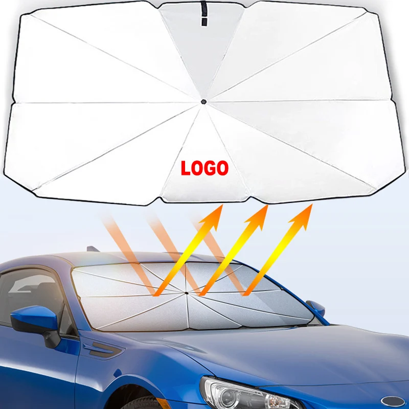Windshield Sunshade Umbrella For Mercedes Benz BMW Audi Volkswagen Toyota Honda Nissan Tesla Logo Car Front Window Cloth Parasol