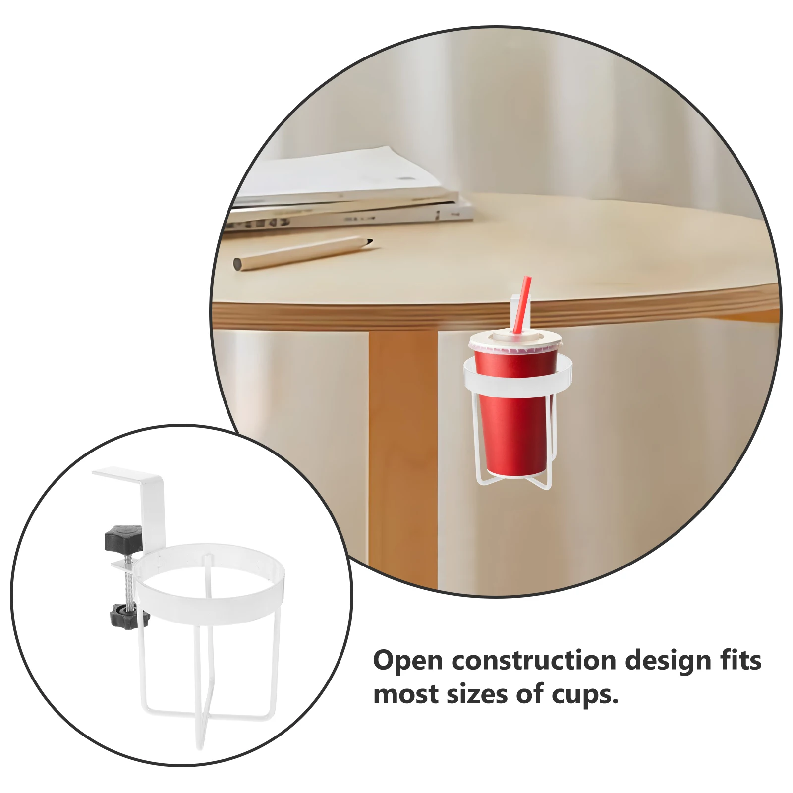 

Desk Side Tabletop Supplies Fixing Adjustable Tray Table Storage Beverage Convenient Cup Fixing Cup Holder Beverage Holder
