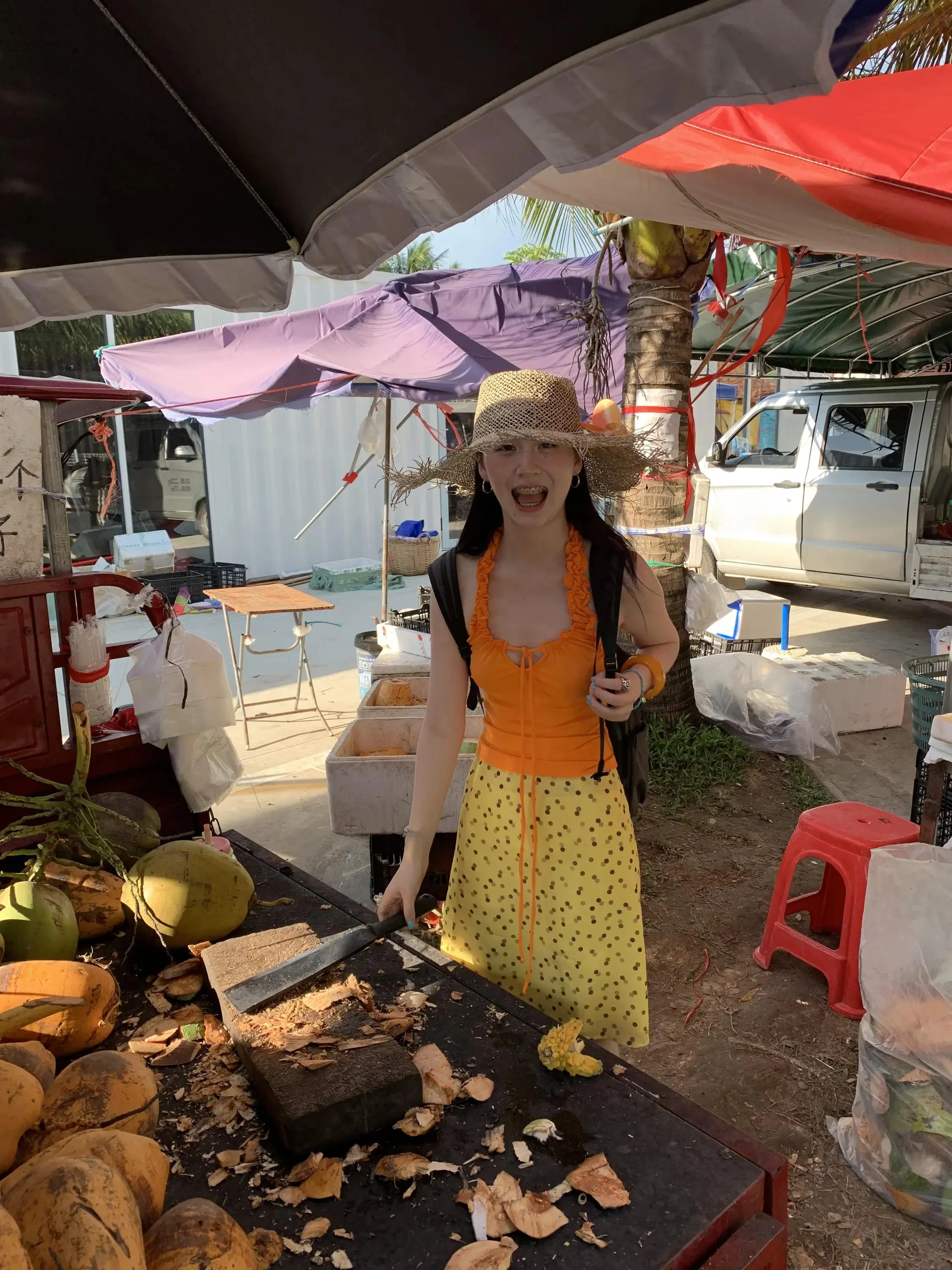 American Style Yellow Chiffon Polka Dot Sash A-Line Skirt Women Summer New Hip Covering Versatile Midi Skirt City Commute