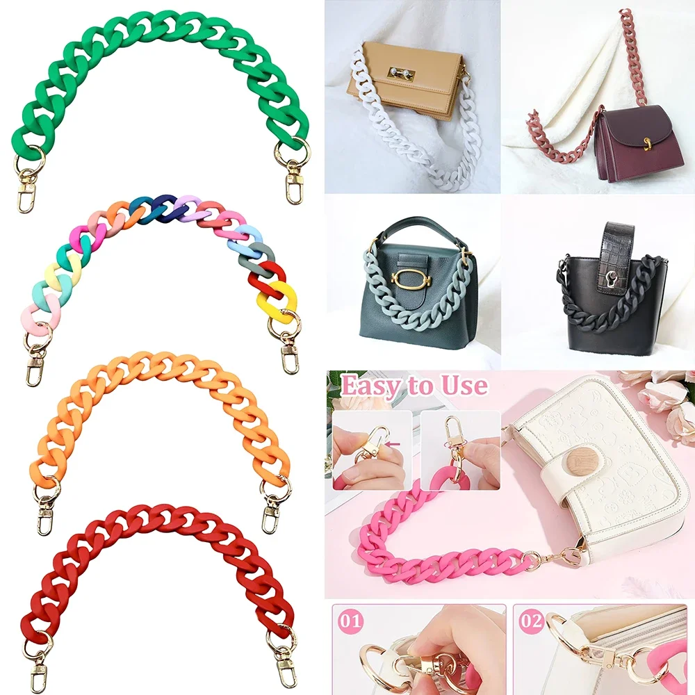 

Большой плоский акриловый роскошный ремень для сумки 120 см, модная сменная ручка-цепочка-клатч для поделок своими руками