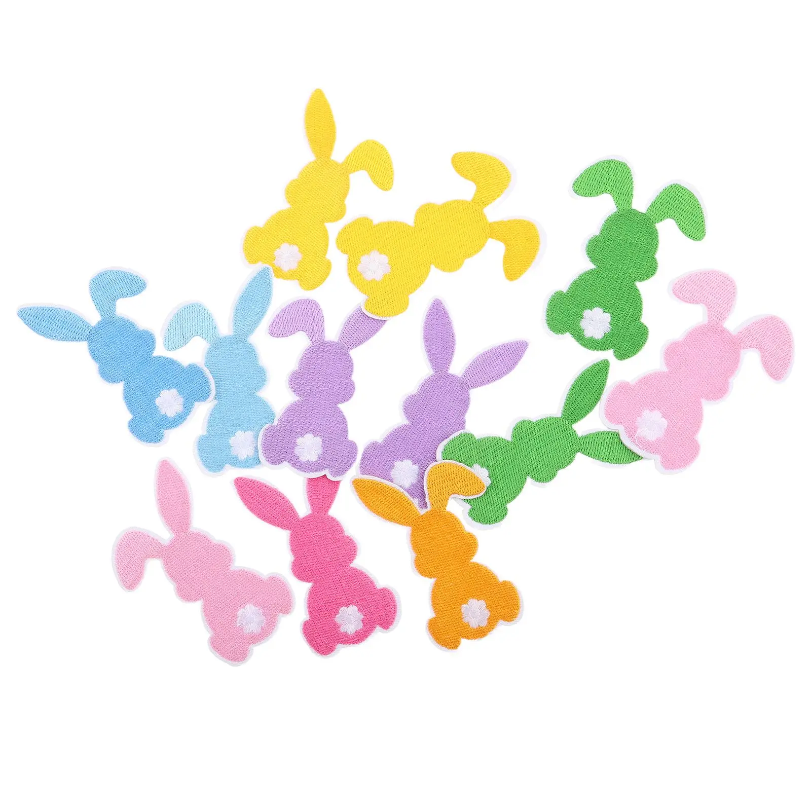 

12 Pcs Easter Embroidery Cloth Patch Cute Polyester Thread Iron On Patches Applique Bunny Decorations For Bags Clothes