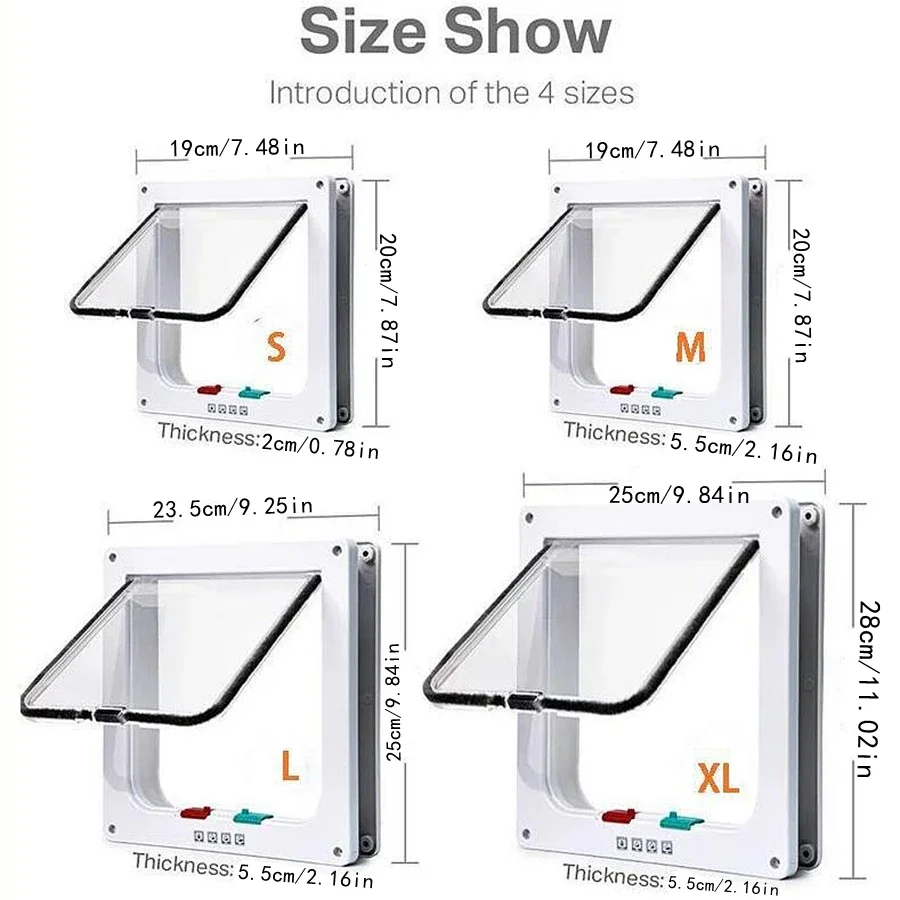 1pcs pet door, cat door, two-way access door, glass acrylic board, cat and dog house