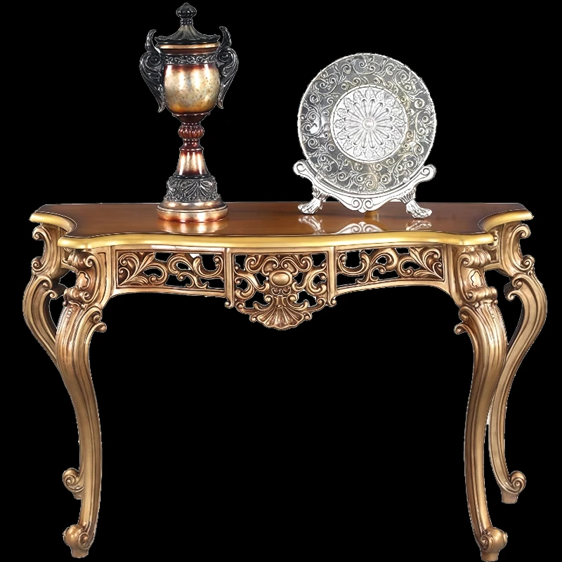 

​​European Carved Console Table – Retro Entrance Table, Wall-Mounted or Free-Standing for Hallway​