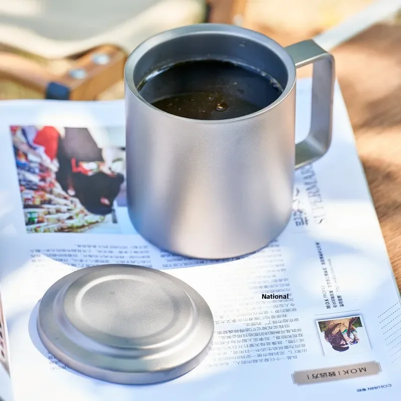 

Pure Titanium Mug - Outdoor Camping Water Cup with Tea Strainer, Double-Layer Heat-Resistant Cup