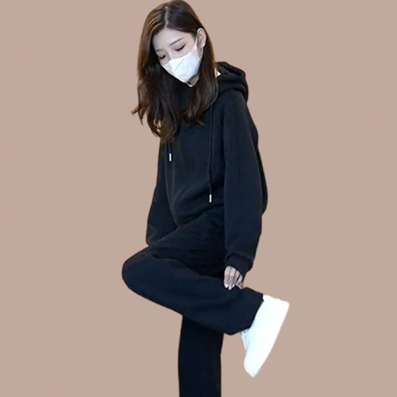 

Women's Spring/Summer Retro Cropped Hooded Sweatshirt Sweatpants Set Street Zipper Sweatshirt Cardigan Trousers Two-Piece Sets