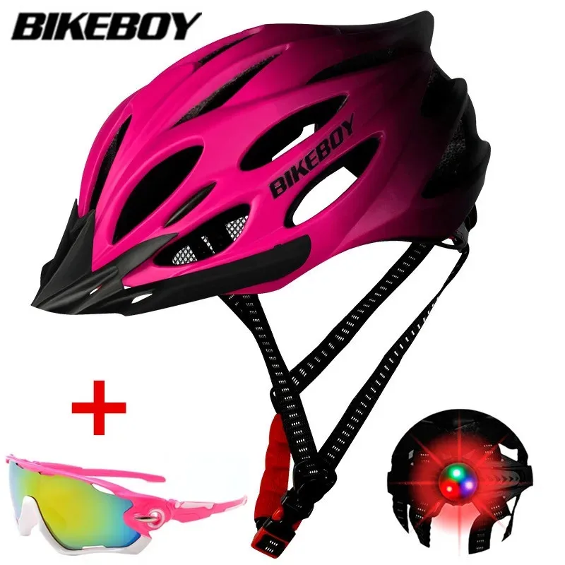 BIKEBOY Cycling Bicycle Helmet Ultralight Intergrally-molded Mountain Road Helmet Breathable Bike Safety Helmets with Taillight