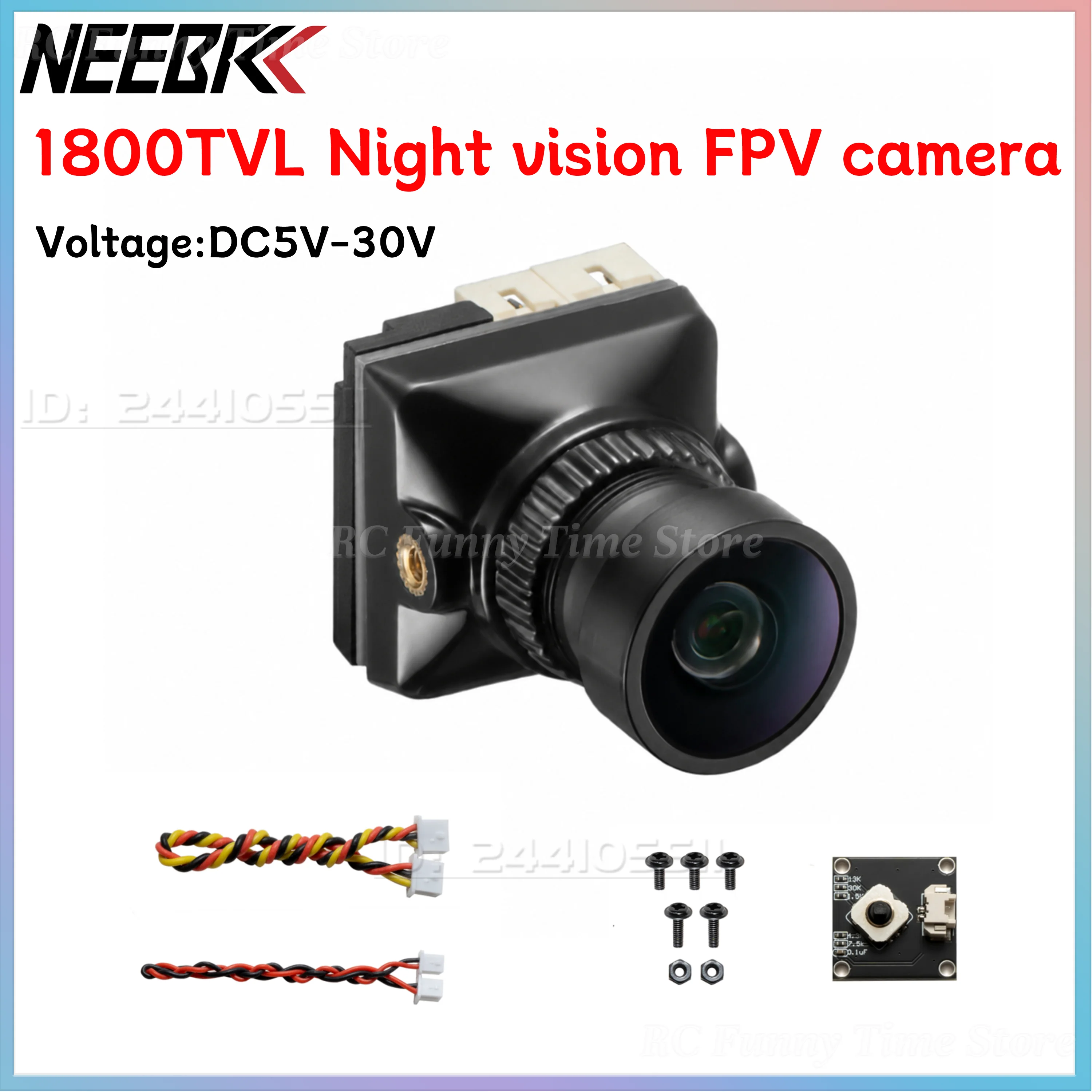 

NEEBRC 1800TVL FPV Night Vision Camera BAT 135° FOV WDR 5-30V 4:3/16:9 0.00001Lux Sensor for RC Racing Drone Quadcopter DIY Part