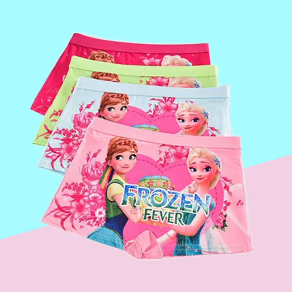 4Pcs Disney Anna Elsa Princess Girls Kids Panties Cartoon Cute Pink Teen Underwear Summer Modal Shorts Kids Boxers Baby Clothing