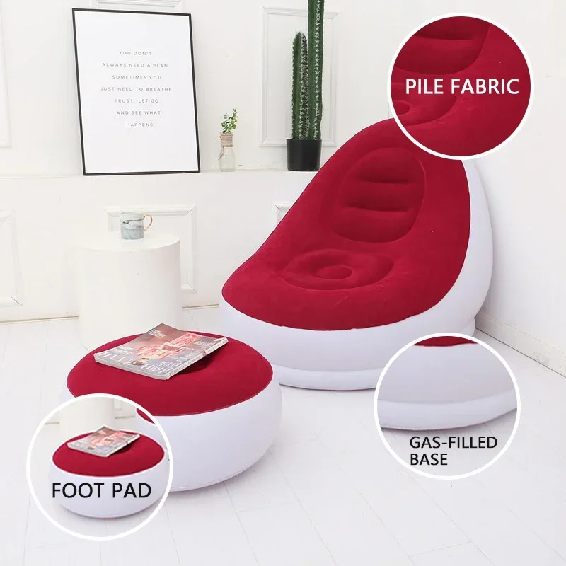 Inflatable Leisure Bean Bag Sofa Lazy Sofa Set Outdoor Foldable Recliner Bed Fluffy Seat Tatami Footstool Bedroom Chair