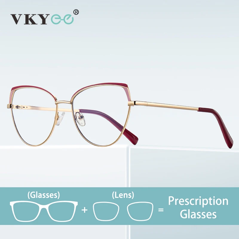 

VICKY Fashion Cat Eye Design Glasses Progressive Women's Anti-Blue Light Glasses Photochromic Customizable Prescription Glasses