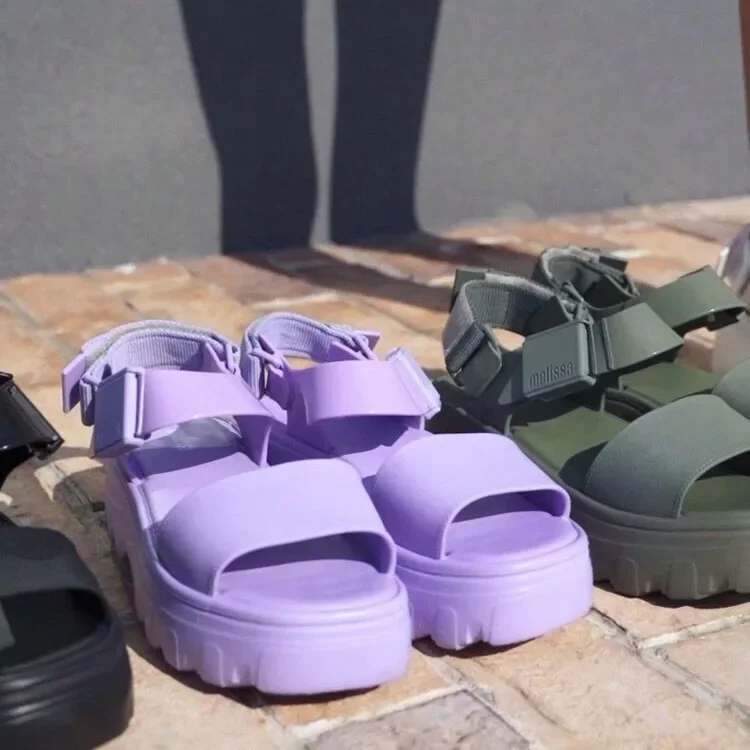 نمط جديد Mellisa سميكة القاع المرأة الصنادل واسعة الوجه المتسكعون أحذية جيلي غير رسمية روما زيادة الارتفاع أحذية نسائية الصيف #1