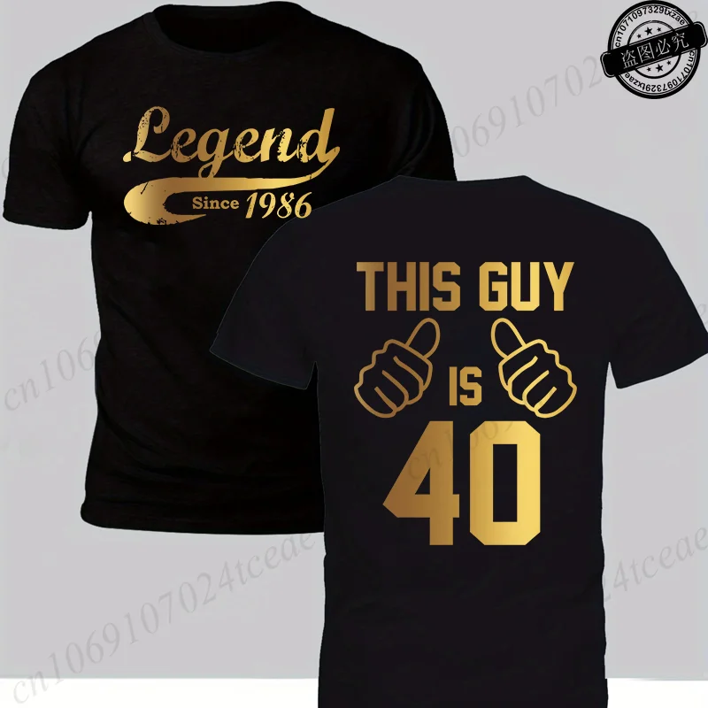 Awesame Since 1986 Print T-Shirts Men's This Guy Is 40 Graphic Men's T-Shirt Oversized Street Graphic Tees Men Women Summer Tops