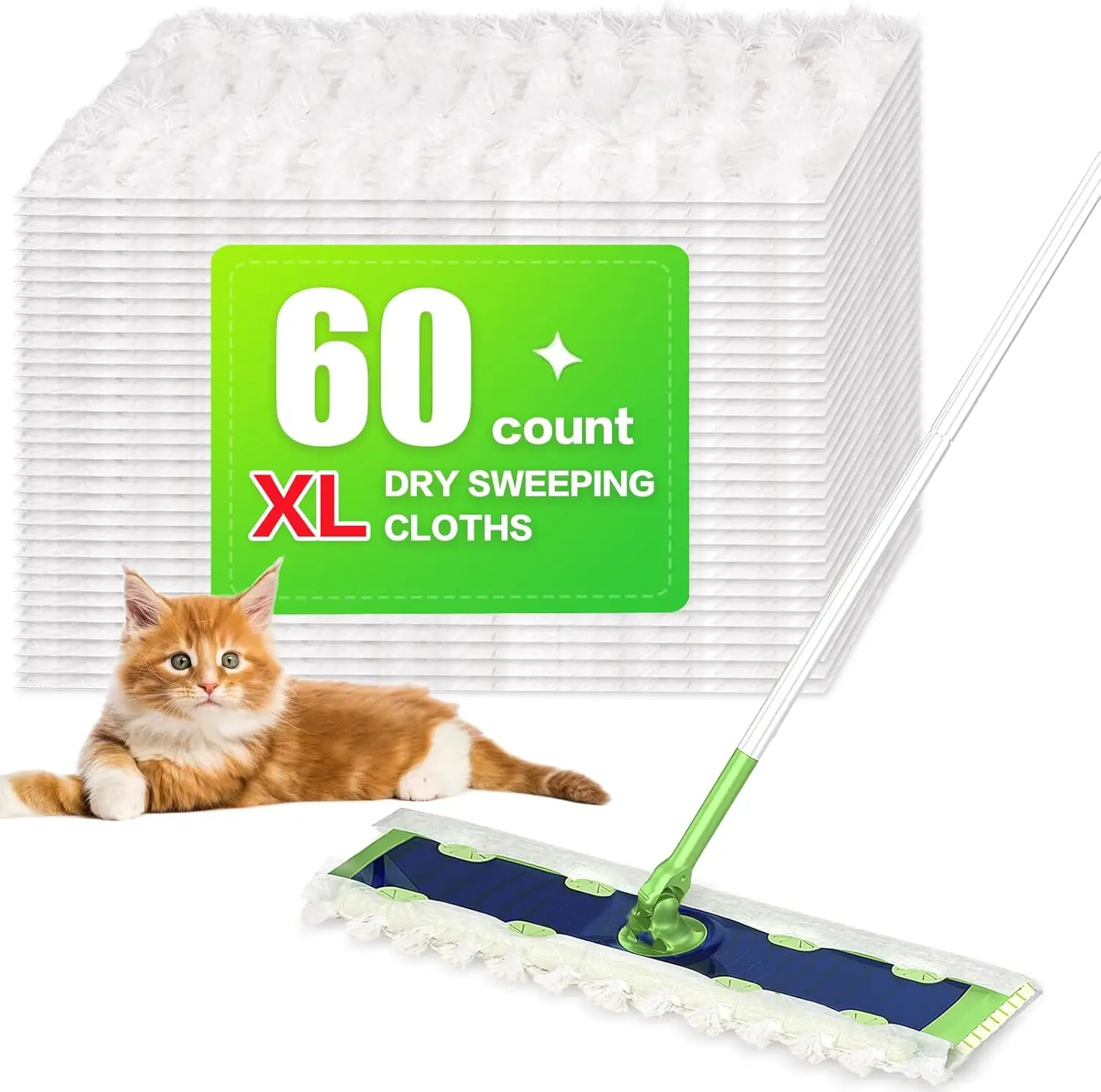 

XL Heavy Duty Dry Sweeping Cloths Compatible with Sweeper Mop, Microfiber Duster Mop Pads Refills for Cleaning Hardwood Floor