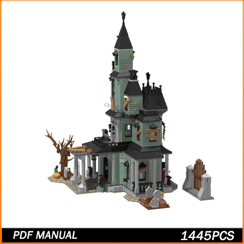 

1445PCS MOC Building Block MOC Street View Haunted House Model Brick Toys Particle Creative Education Juguetes Xmas Gifts