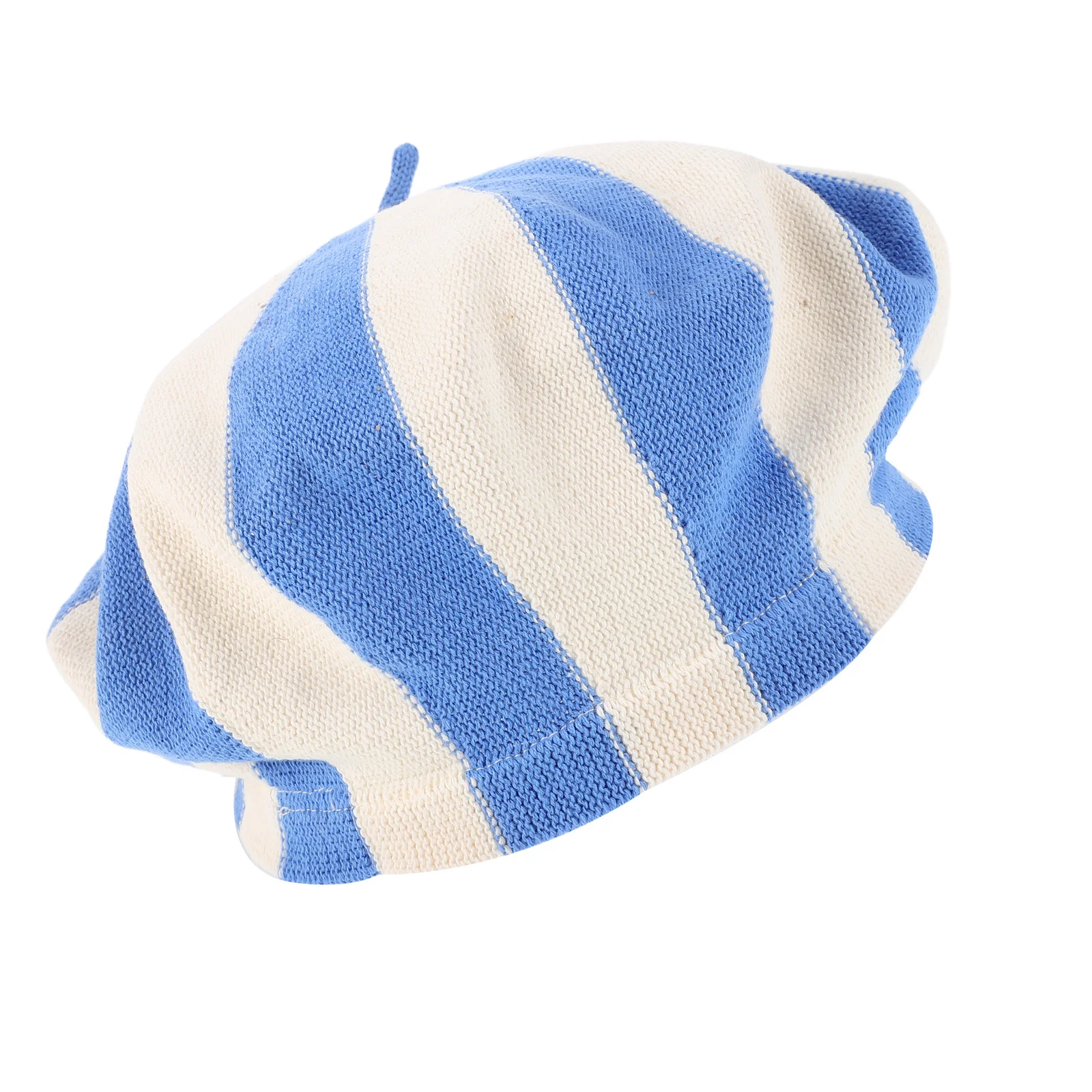 

Women's Striped Beret Hat Vintage Knit French Beret Retro Casual Headwear Breathable Soft Comfortable for Travel Commuting and