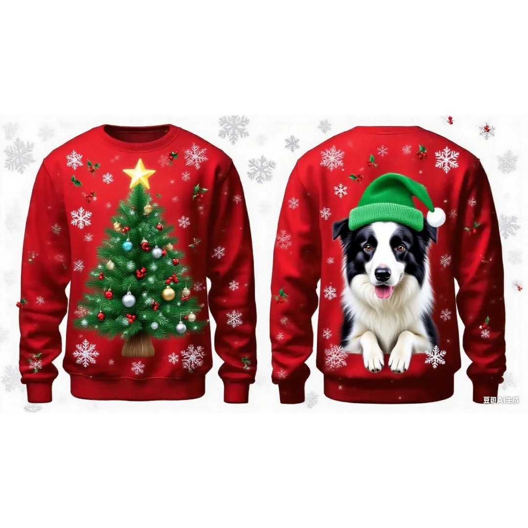 Natal fronteira collie gráfico hoodie impressão 3d primavera outono moda lazer versátil streetwear masculino e feminino y2k hoodies