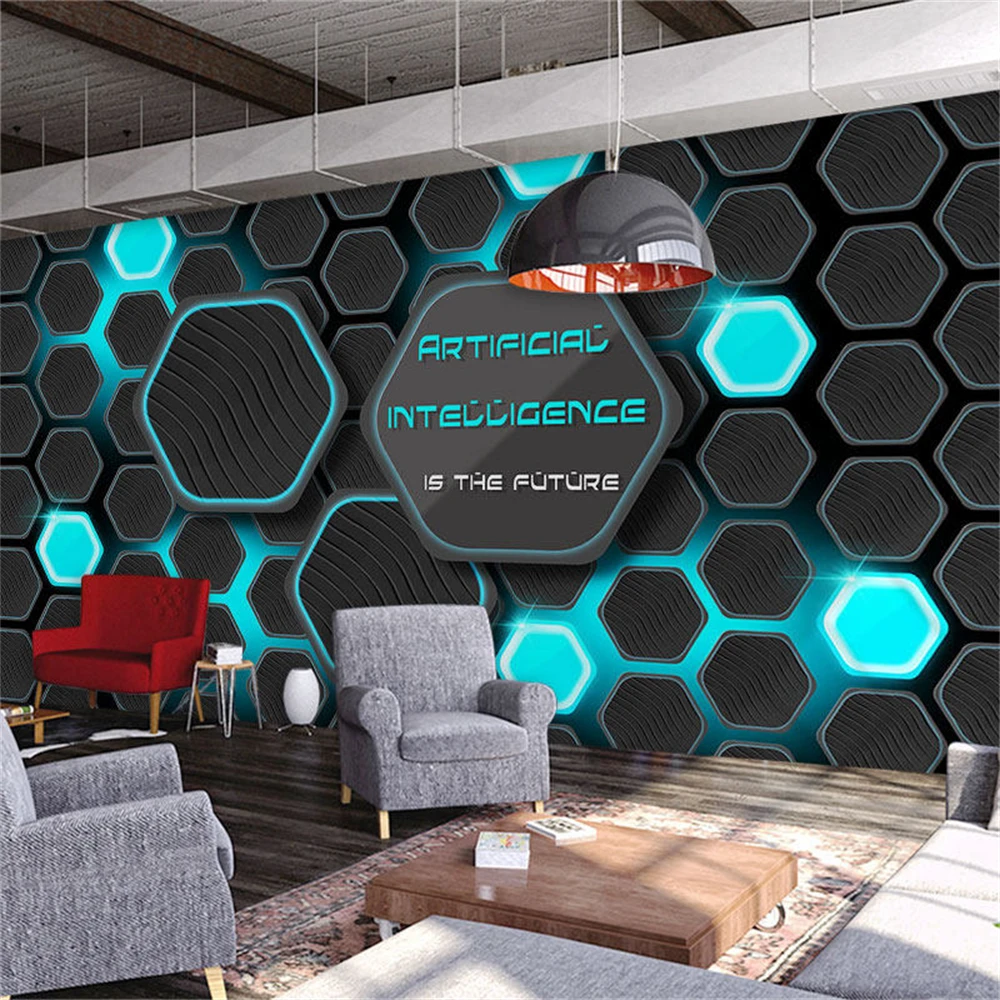 Custom 3D Stereo Geometry Mural Wallpaper Modern Wall Painting for KTV Bar Background Home Decor art Self-adhesive Wall Stickers