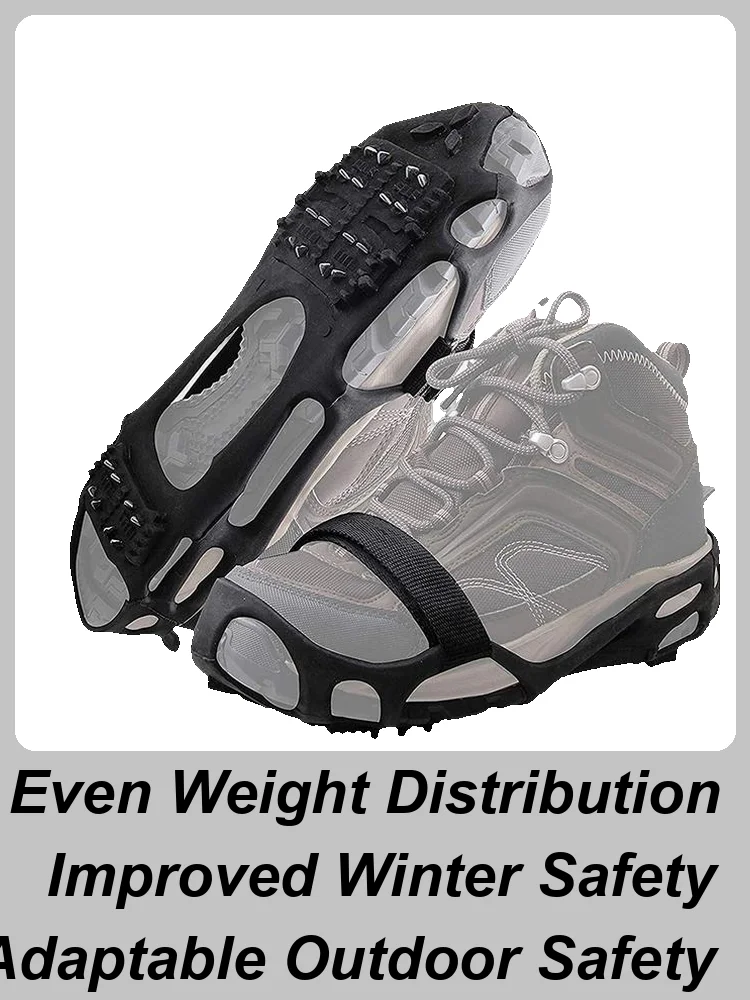 Ice Spikes for Boots 1 Pair Winter with Straps Snow Ice Shoe Boot Cleats 24-Teeth for Outdoor Enthusiasts Men Women Adults