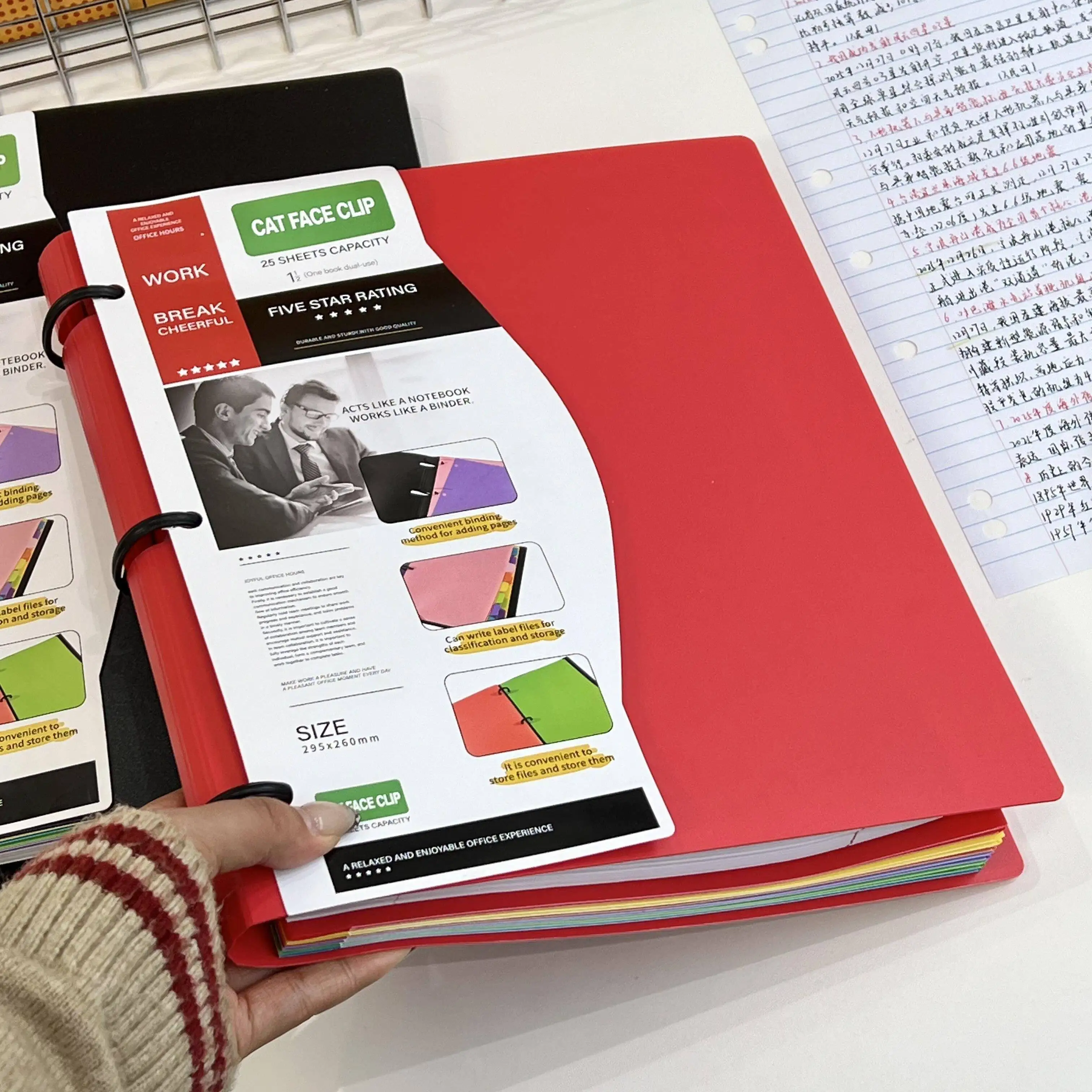 Detachable American Style A4 Pure Color 3 Hole Ring Binder Office Notebook 200 Pages White Paper Folder Notebook
