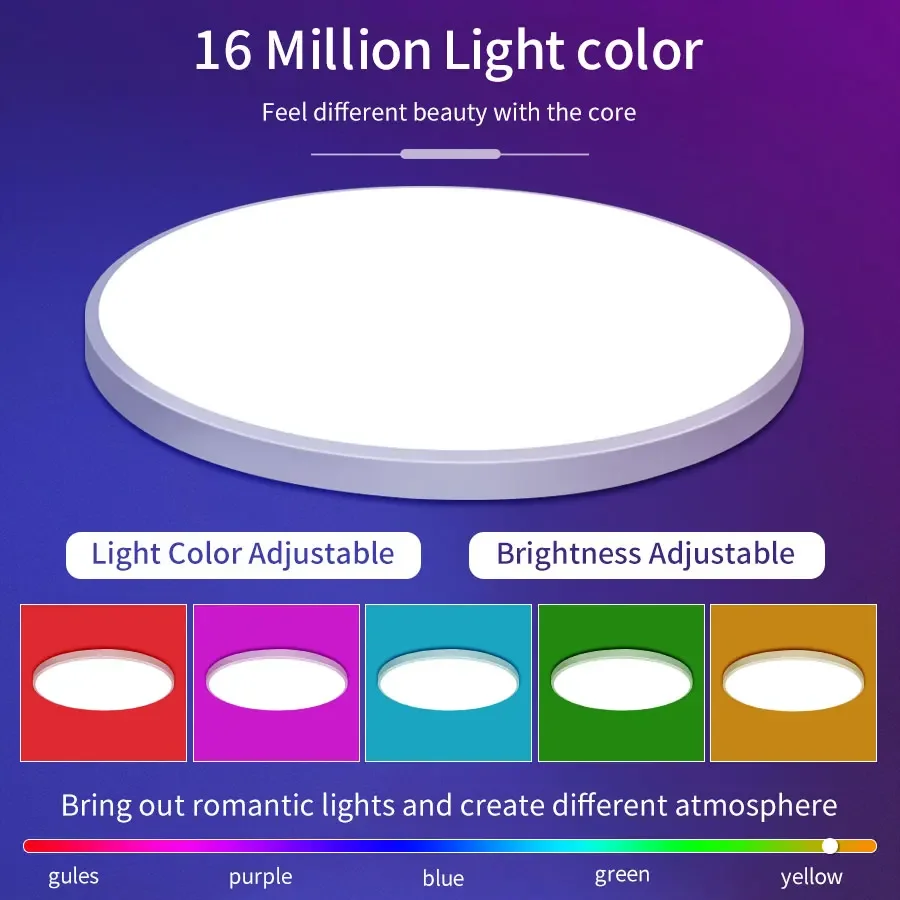 Plafoniera WiFi intelligente 85-265V Luce LED rotonda per interni RGB Dimmerazione colore Controllo APP Cozylife Funziona con Alexa Google Home