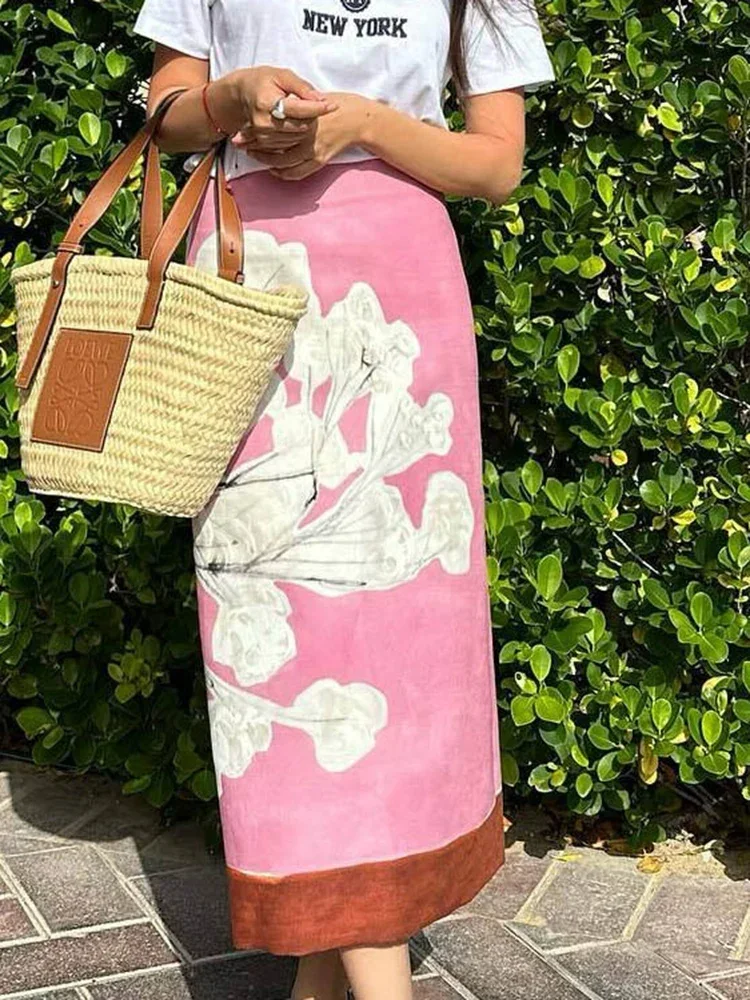 

New Retro Lady High Waisted Split Skirt European American Fashion Versatile Linen Blend Split Zipper Women Straight Tube Skirt