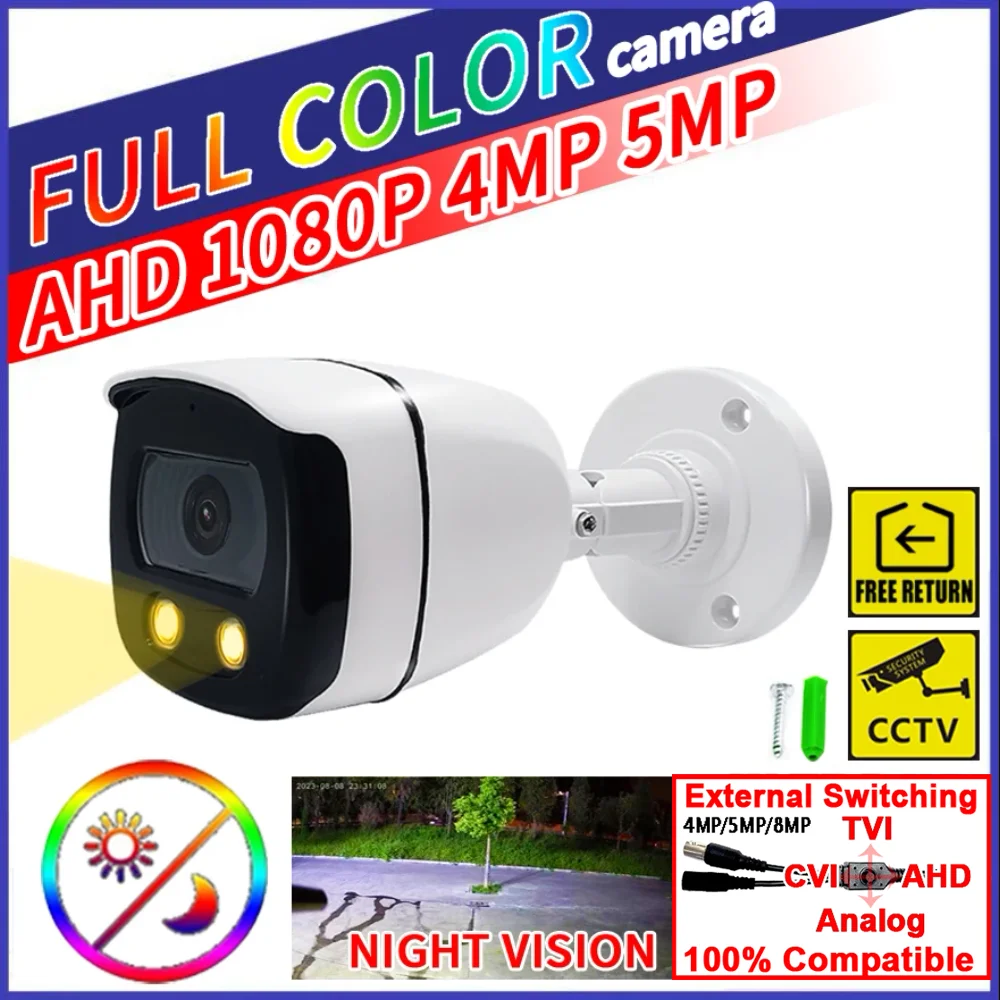 

5MP 24H полноцветная камера ночного видения CCTV AHD 1080P DVR-XVI-4in1 CVBS/TVI/CVI светящаяся 2LED наружное уличное освещение водонепроницаемая