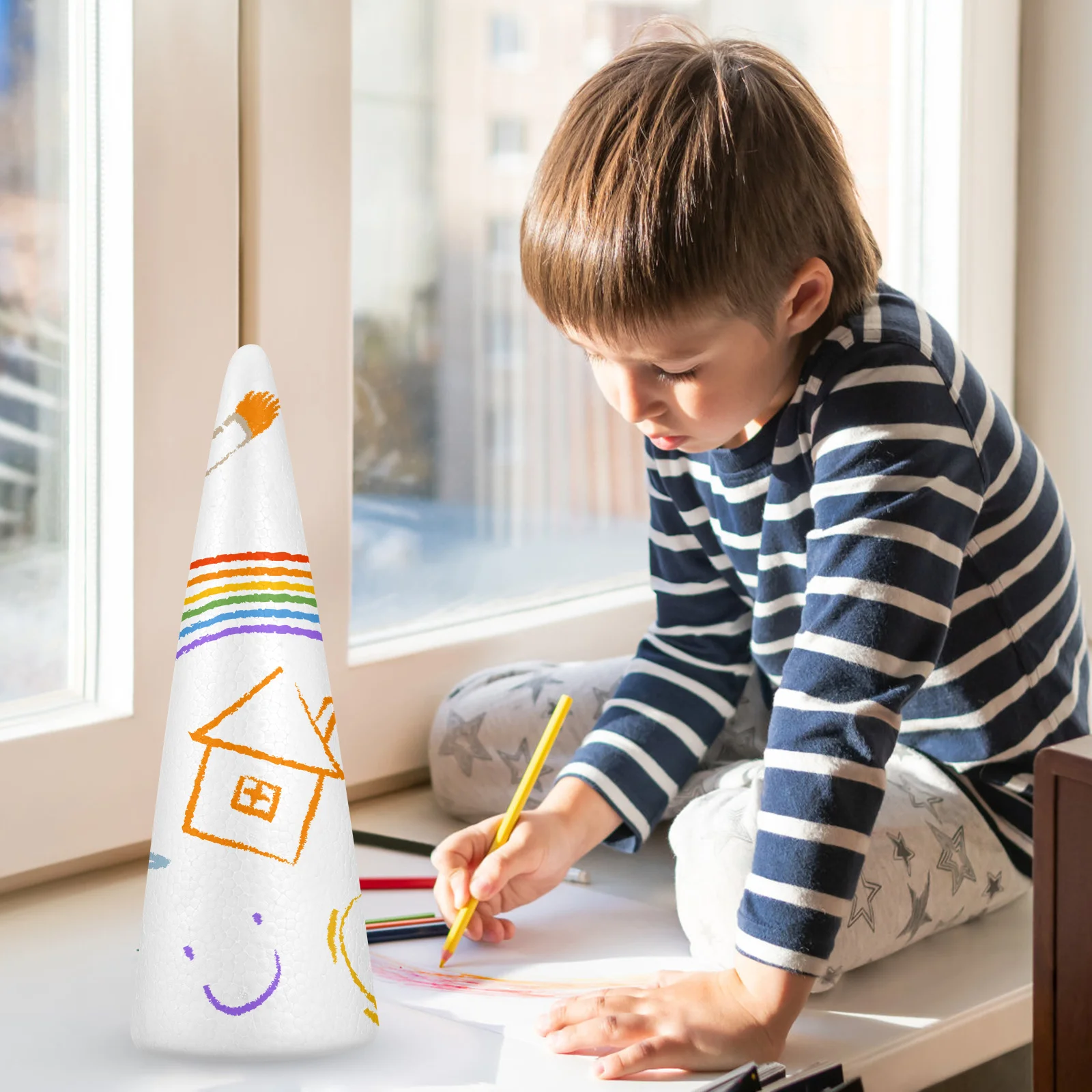 

2Pcs Foam Christmas Tree Cones Craft Accessories DIY Preschool Project White Easy to Paint