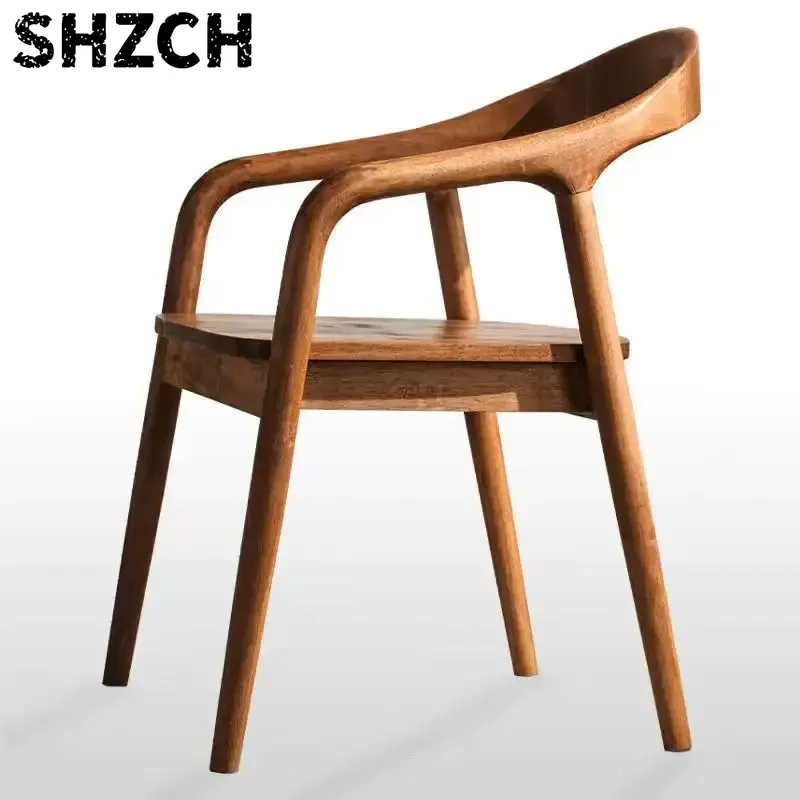 Esszimmerstühle aus Massivholz mit Rückenlehne, Hochwertige Minimalistische Esszimmerstühle, Luxuriöse Wohnzimmer-Freizeitstühle