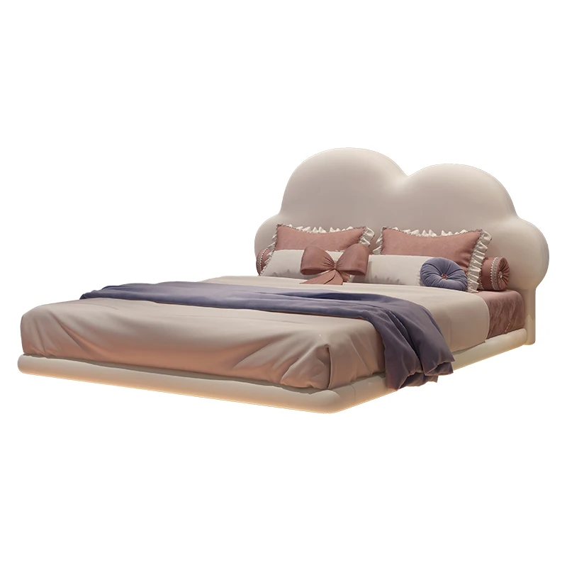 Girl princess single bed, girl leather double side suspension