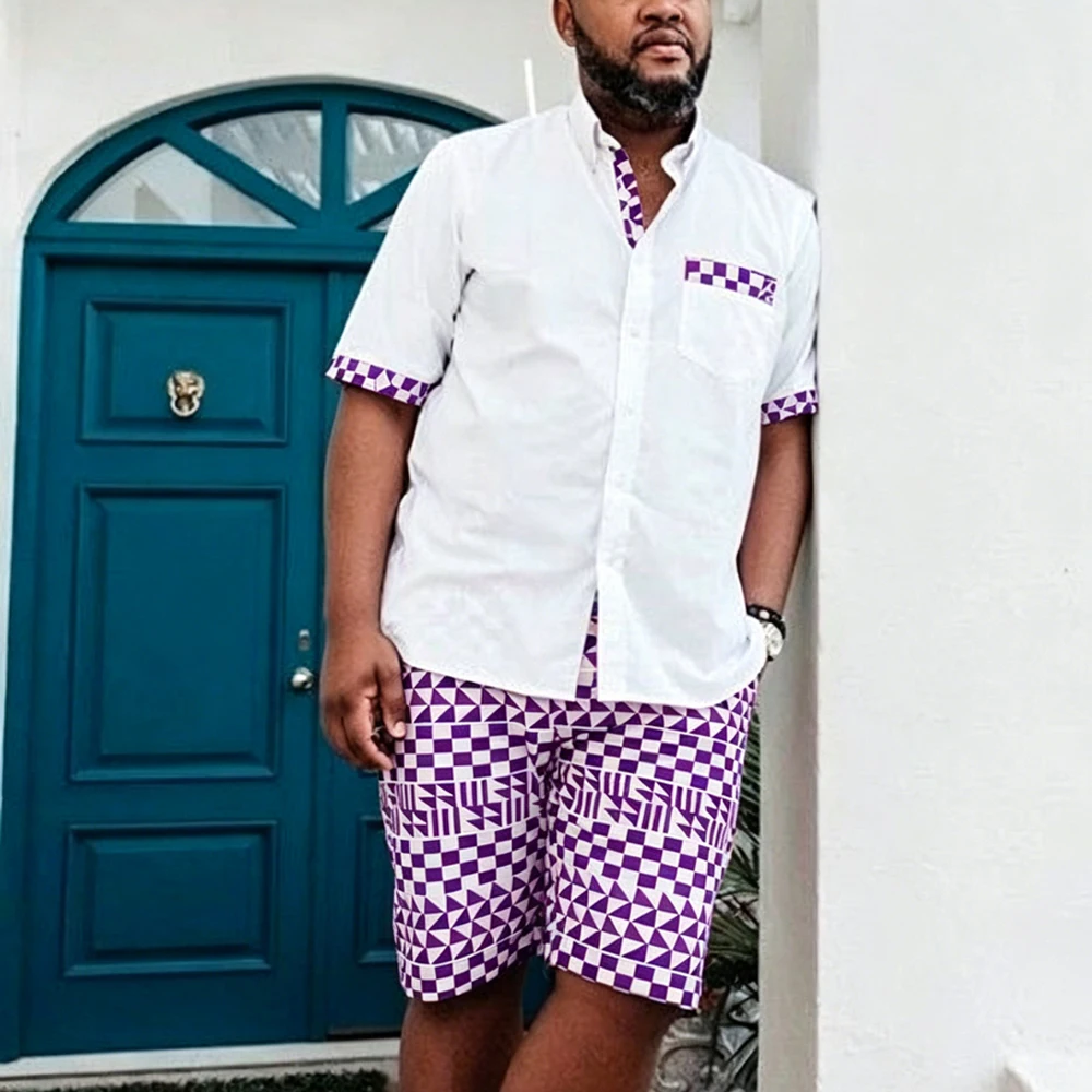 Men Fashion Linen Short Sleeve Collar Shirt Shorts 2-piece Set Tropical Coconut Tree 3D Printed Shirt Vacation Street Party Set