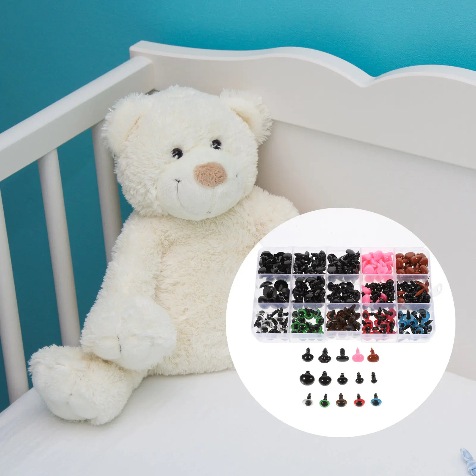 

1 Box Animal Plastic Safety Eyes and Noses Bear DIY Craft Accessories for Crochet Handmade Safety Eyes DIY Nose