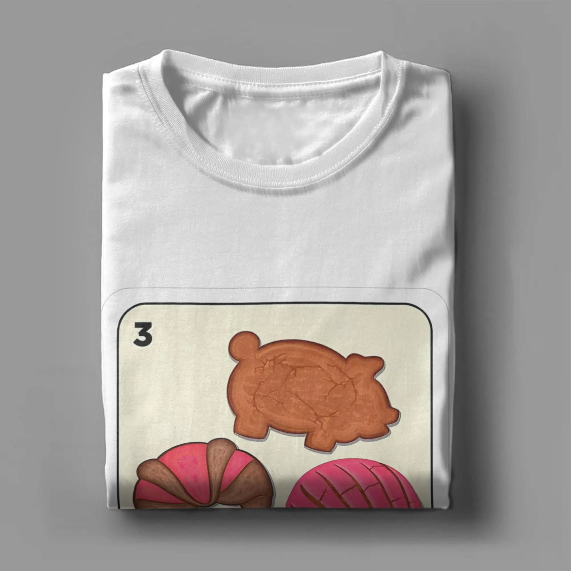 Pan Dulce Conchas Mexican Spanish Bingo Card T-Shirt Men  Vintage 100% Cotton Tees O Neck Short Sleeve T Shirt Summer Clothing