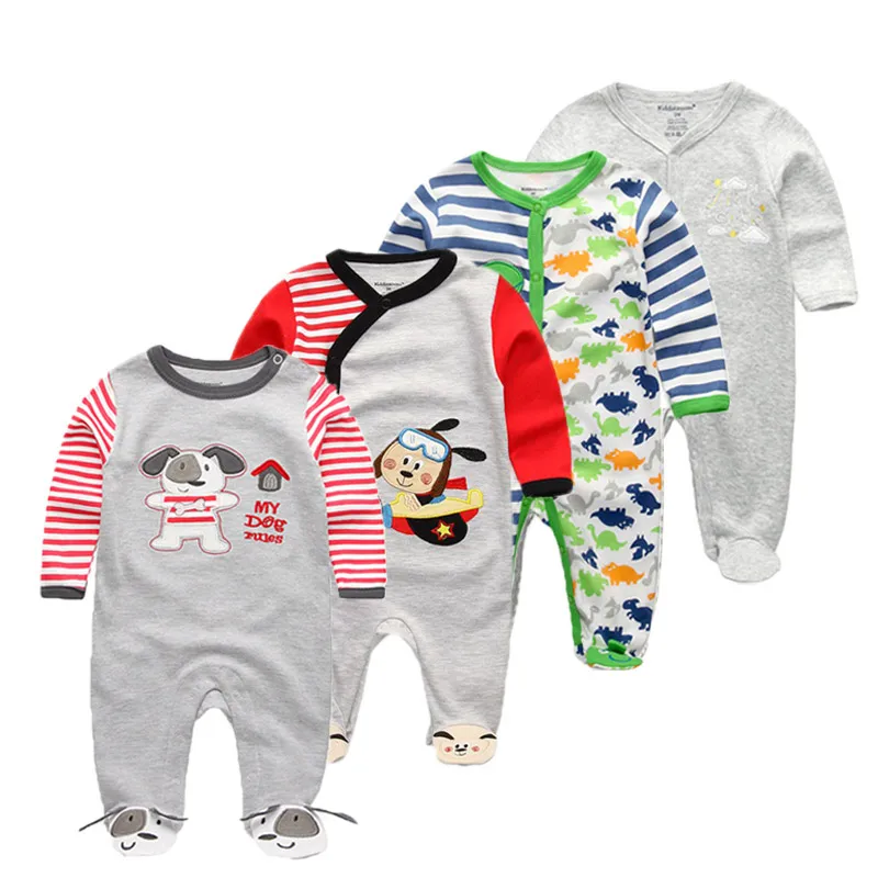 4Pcs/Lot Baby Unisex Rompers Cartoon Cotton Newborn Boy Girl Full Sleeve Jumpsuitss Spring Autumn Infant Onesies Clothing Set