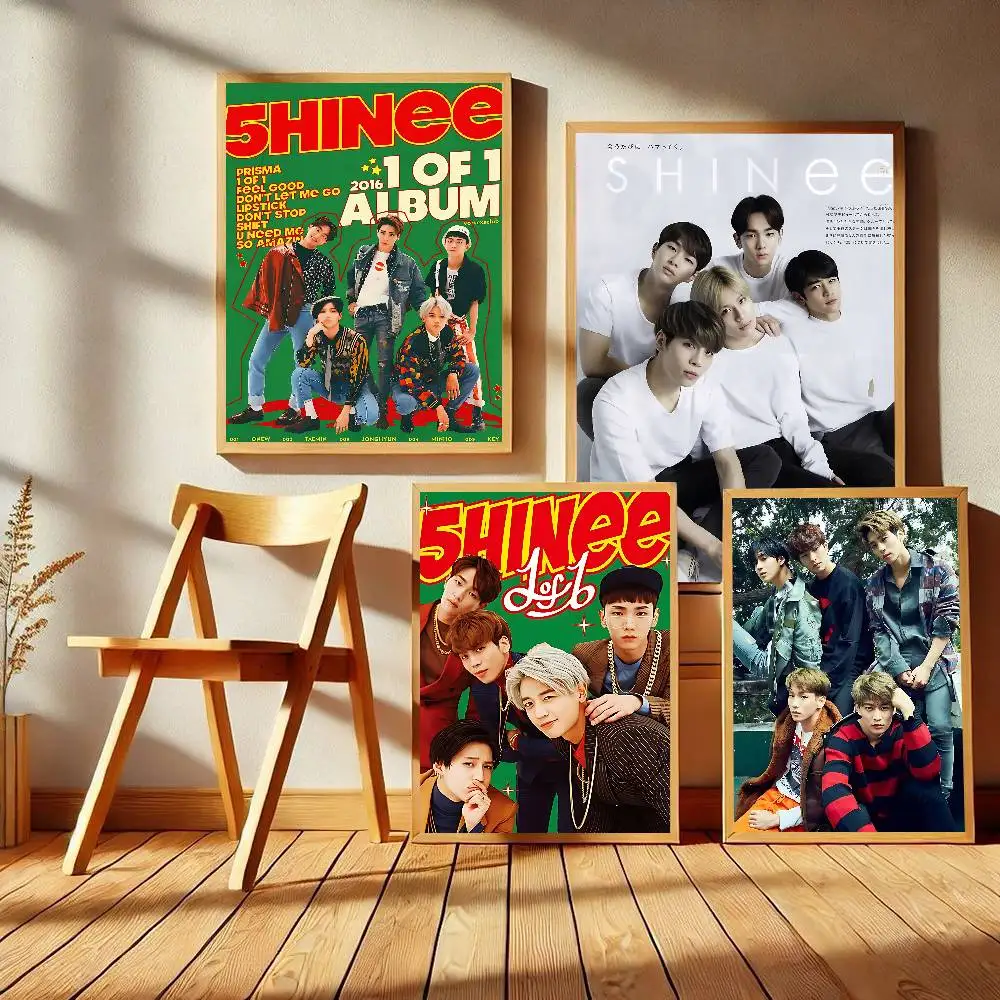 S-SHINeeS Kpop Band Whitepaper Poster Retro Kraft Paper Sticker DIY Room Bar Cafe Vintage Decorative Painting