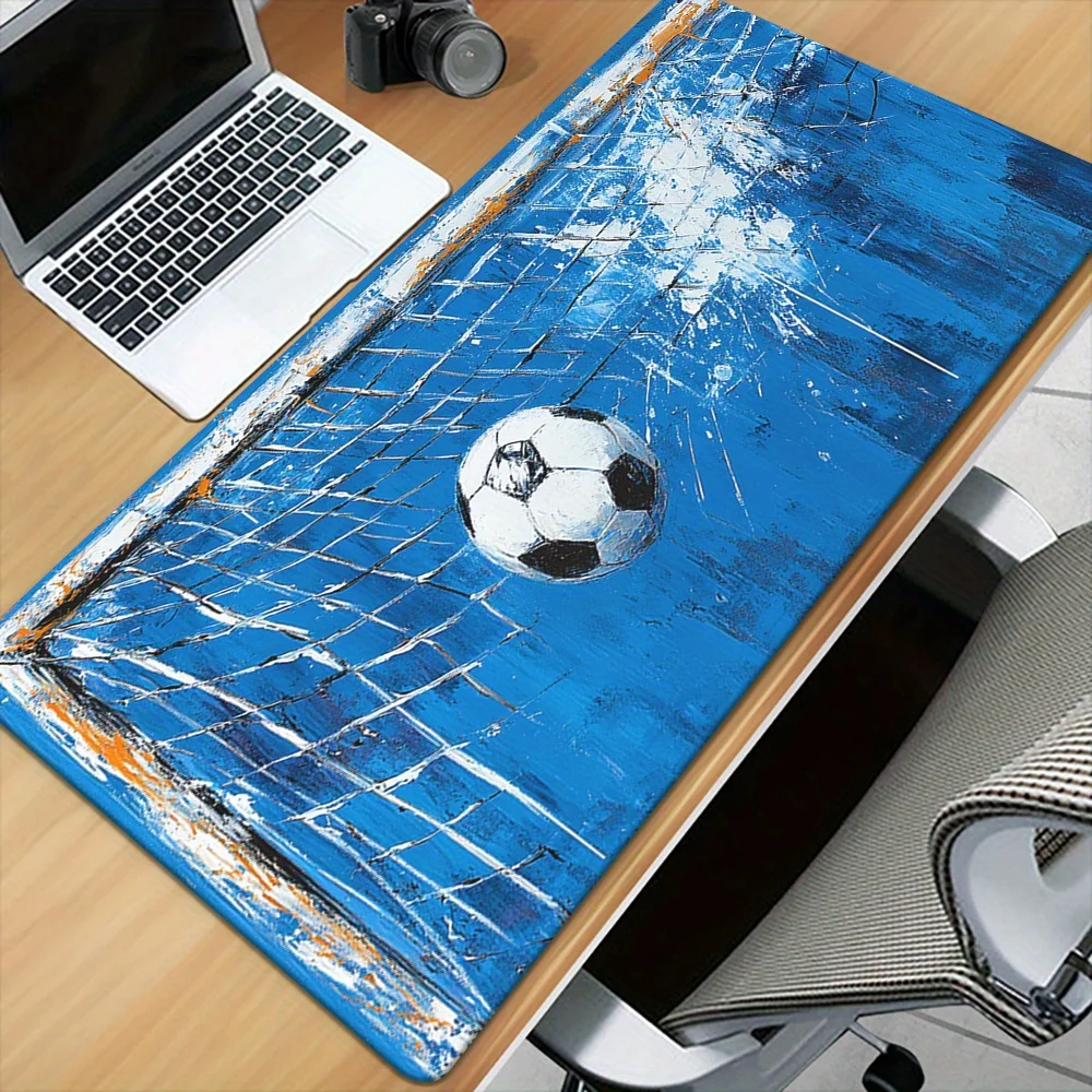 Aesthetic Painted Football Desk Mat, Extra Large Soccer Goal Mouse Pad, Non-Slip Waterproof Keyboard Mat for Desk Decor