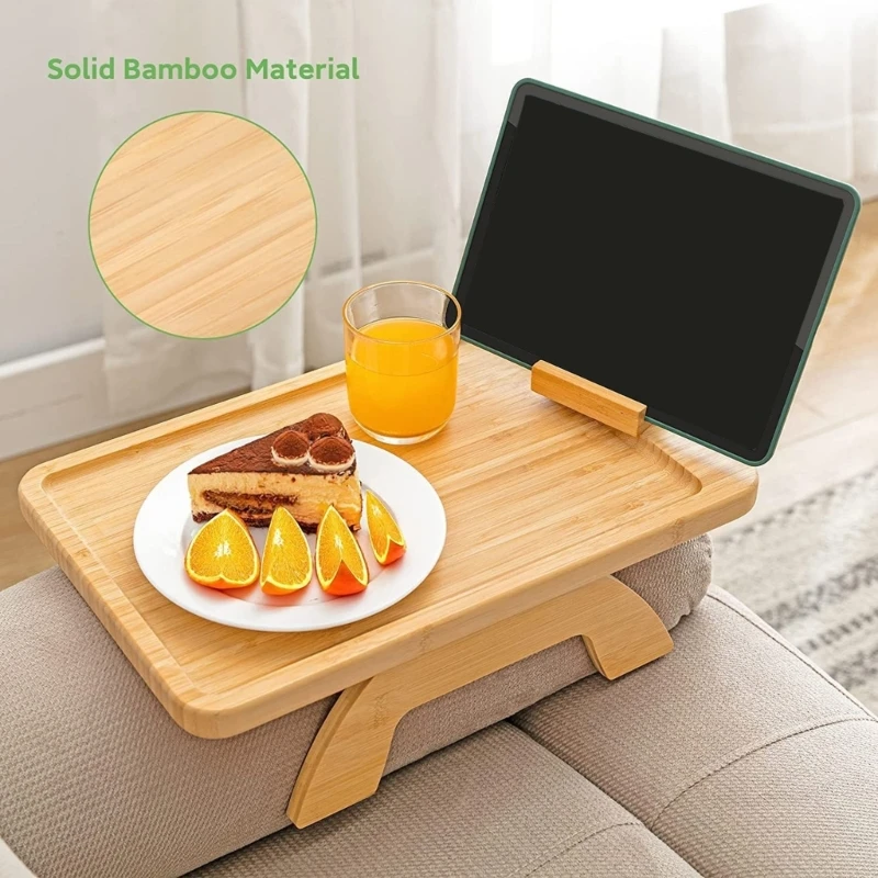 

Sofa Tray Table Sofa Armrest Clip-On Tray Wooden Sofa Tray Practical Tray For Remote Control Coffee Snacks