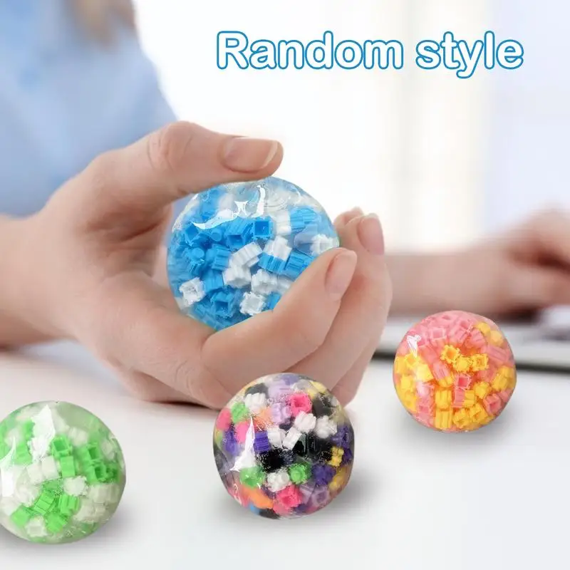 

1pc Building Blocks Stress Ball Creative Soft Squeeze Toys Built-in Blocks Pinch Ball for Kids Stress Relief Toy Christmas Gifts