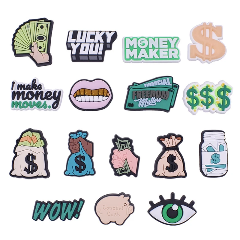 Money Shoe Charms Pin for Crocs Accessories Charms Clogs Shoe Bubble Slides Sandals PVC Shoe Decorations Party Gifts