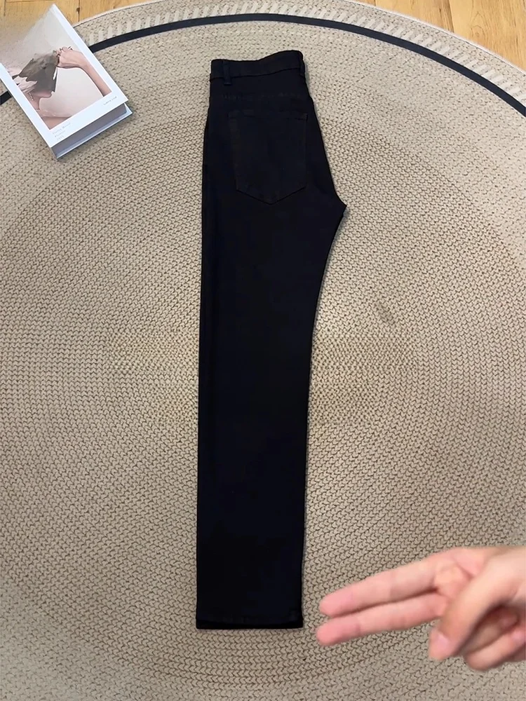 

plus Size Men's Slim Fit Straight Leg Jeans Autumn Winter Thick Thighs Large Butt Knife Leaf Shape Micro Flared Pants