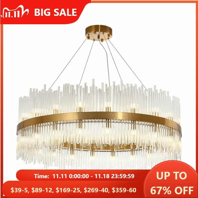 Luxury Lustre Gold Pendant Light Led G9 Luminaires Fixtures Hanging Lamp Living Room Led Pendant Lamp Glass Tubes Suspend Lamp